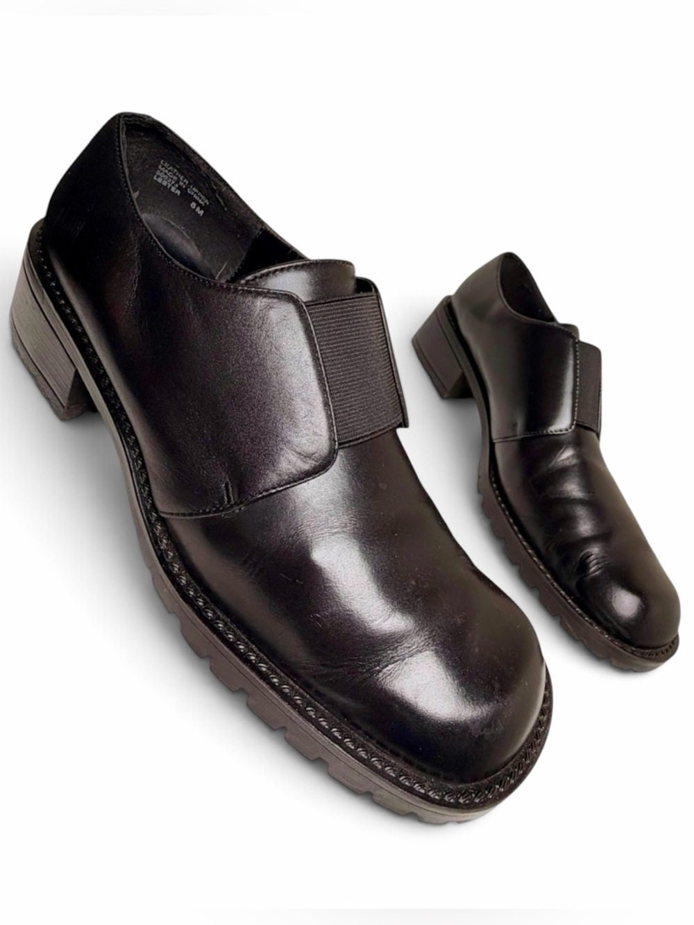 Mootsies Tootsies Vintage Y2K Leather Chunky Lug Sole Loafers Black 8 M